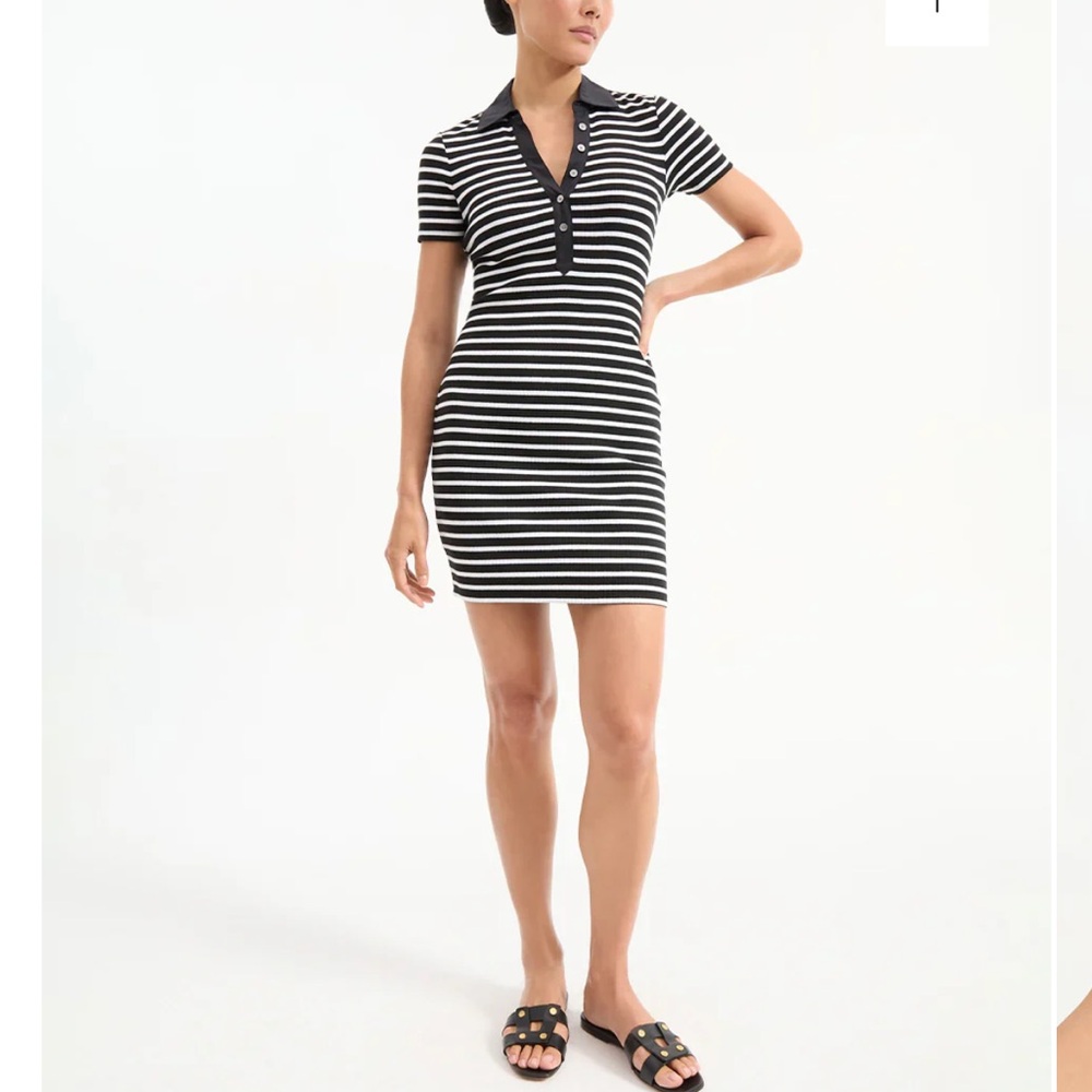 Veronica Beard Bailey Stripe Cotton Knit Polo Dress Size XXS NWT